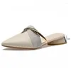 Slippers Maogu Summer Pointed-Toe Ladies Slip On Leisure Office Shoes Beige Pumps Female Elegant Low Heel Women Mules 34
