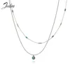 Chains Joolim Jewelry Wholesale Waterproof Fashion Mint Blue Pipe Bead Turquoise Handmade Pendant Stainless Steel Necklace For Women