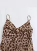 Casual Dresses Sexy Leopard Print Silk Slip Dress Women Backless Sleeve Maxi Female 2024 Summer Lady Party Vestidos Streetwear