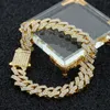 Jóias de hiphop de dois andares por atacado Rúnicos de jóias cheios de diamantes Correia cubana de 12 mm Colar de estilo de rap bling rap