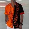Męskie koszule 8 kolorów 2024 Letnia notatka koszula fortepian 3D nadrukowane streetwear mężczyzn mody mody mody duże krótkie topy ubrania s-5xl