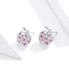 Stud Earrings 925 Sterling Silver Ladybird For Women Girl S925 Fine Brand Jewelry Gift