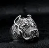 Men039s Vintage Stainless Steel Ring Viking Pitbull Bulldog Gothic Pug Dog Head Totem Amulet Punk Animal Jewellery for Men Boys9904059