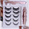 False Eyelashes Upgraded Magnetic Liquid Eyeliner Tweezer Set 5 Pairs Magnet Kit No Glue Make Up Tools 3 In1 Drop Delivery Health Beau Dhkve