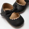 Boots Kidsun Baby Casual Shoes Spädbarn Toddler Bowknot Nonslip Rubber SoftSole Flat Pu First Walker Newborn Bow Decor Mary Janes