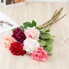 Kwiaty dekoracyjne Pojedyncze sztuczne jedwabne róże Prawdziwa dotyk symulacja bukiety ślubne Walentynki Prezent Home Ogród Fałszywe dekoracje kwiatowe