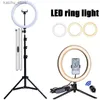 Kontinuerlig belysning 33 cm LED Selfie Ring Light Photography Light med stativ justerbar USB-ringljus som används för Tiktok Video på plats Filling Light Y240418