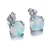 Boucles d'oreilles à goujons Opal-Arigues Natural Aquamarine 925 STERLING Silver Charm Blue Oval Gem Stone Mignon pour les femmes