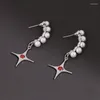 Orecchini a pennaglie, Cross Star Drop per ragazze Simple Pearl Stud Gioie Piercing Gioielli Cosplay Donne