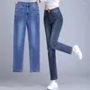 Jeans para mujeres 2024 cintura alta para mujeres elásticas elásticas delgadas pantalones de mamá