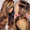 Mettant en évidence les cheveux humains ombre en dentelle brune brésilien S pour les femmes 30 pouces Honey Blonde Body Wave 240408