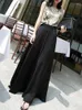 Women's Pants Summer Slim Wide-leg High-waisted Long Satin Chiffon Sling Holiday Culottes