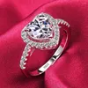 Cluster Rings With Certificate Romantic Heart Solid 925 Silver Ring High Quality Zircon Diamant Wedding Band Gift Jewelry For Women