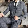 Costumes pour hommes Blazers Mens grande taille S-5xl Suit Vesters Traward Foreign Trade Forme de gamme Habillement à trois pièces Gentleman Busi Dhc0q