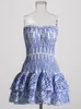 UCXQ ELEGANT EBRODERY Cut Out Woman Mini Dress Strapless Off Shoulder High midje Vestidos Kvinnliga kläder Summer 23A1570 240407