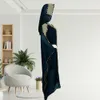 Mode abaya klänning midlängd klänning plus storlek huva chiffong