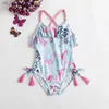 Einszene Baby Badeanzug Baby Badeanzug Kinder Bikini Set Fruchtdruck Faltenkante Schwimmstrandanzug Kinder einteiliger Badeanzug Q240418