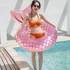 Mermaid With Backrest Inflatable Swimming Ring Pool Floaters for Adult Kids Baby Water Play Tube Swimming Mattress Toys 240412