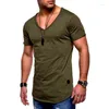 القمصان T MEN TRMT 2024 العلامة التجارية الأوروبية الحجم القصير الأكمام V-NECK ألوان صلبة أزياء كبيرة تي شيرت الرياضة غير الرسمية