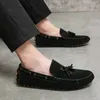 Men Loafers Zachte mocassins Hoogwaardige Spring herfst Echt lederen schoenen Warme Flats rijden 240410