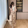 Robes de travail Vintage Summer Chinese Style Two Piece Set Femmes O Col Crop Crop