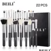 Pennello per trucco Beili Professional 22-25 pezzi Set di peli naturale di capra in polvere Fondazione Fondazione per trucco strumento Pinceaux de Maquillage drop dh4rd