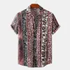 Mäns casual skjortor sommarblomma kort ärm Hawaiian strand man för män blus klänning smal fit rockabilly social harajuku