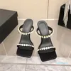 Designer High Heeled Pantoffers Satin Womens Sandalen verschönerte Strassabendparty -Absätze