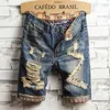 Blauwe heren gescheurd korte jeans kleding Bermuda katoen shorts ademende denim shorts mannelijk mode formaat 28-40 240410