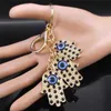 Keychains Lonyards turcs malful bleu œil keychain hamsa main of Fatima tassel key annel alliage rhingestone sac de voiture accessoires bijoux cadeaux k5208s05 y240417