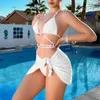 Damenbadebekleidung mit hoher taillierter Bikini-Set stilvoll mit Schnür-up-Tanga-Criss sexy Strandbekleidung für weiblichen Badeanzug