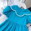Mädchenkleider Girls Academy Style Grüne Sommerkleider Korean Edition Kinder frisch und niedlich Prinzessin Kleid Fashion Bow Kleid neu 2024 Q240418
