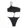 Dames badkleding één stuk zwempak sexy zwart backless schouderschouder vrouwen uitgesneden monokini touw hoge badpak zwembaden zwemmen