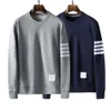 Heren Hoodies Sweatshirts TB JL Autumn Sweater Mens Round Neck Pullover Yarn geverfd vier bar Nieuw Terry Mens Sports Suit