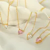 Chains OUDIANYA JEWELRY XL90 Fashion Zirconia Peach Heart Pendant Necklace Collar Chain Micro