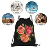Sacs à provisions aquarelle Backpacks floraux portables Porceau de cordon de poche Borde de rangement de poche pour l'école de voyage