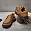 Sapatos casuais homens oxfords com renda de moda de couro genuíno