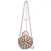 Shoulder Bags Chic Handmade Rattan Woven Round Handbag Vintage Retro Straw Knitted Messenger Bag Lady Summer Beach Tote Circle