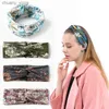 Hårgummiband 2021 Kvinnor Floral Print Summer Bohemian pannband Turban Wrap Hair Bands Print Vintage Cross Bandage Bandanas Hårtillbehör Y240417