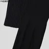 Incerun Men Blazer Pleated Patchwork V Nek lange mouw open steek casual onregelmatige pakken mannen streetwear dunne jassen s-5xl 240409