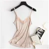 Camisoles Tanks Silk Black Lace Up Y Satin White Tank Top Women Cami Woman Lingerie Tanktop Tops For Womens Summer Camisole Camis D DHDGJ