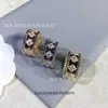 Anelli di gioielli di fascia alta per Vancleff Womens V-Gold a quattro foglie Anta di caleidoscopio ampio set di caleidoscopi con perle di diamante con diamante anello femminile originale 1: 1 con logo reale