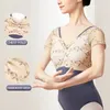 Portez des justaudes de ballet pour les femmes broderie en maille adulte de gymnastique de gymnastique pour filles danse u forme de maillot de bain sans dossier