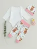 Kleidungssets Baby Boys Winter Outfits Buchstaben Bären Druck Kapuze-Jacke Langarm T-Shirt Hosen Hut 4pcs Kleidung Set Set