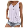 Women's T-skjortor Fashion Casual Loose Mesh Button Solid Color Sleeveless Double Layer T-shirt Top Fashionable and Simple