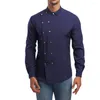 Magliette da uomo in camicia da camicia camicia tops Office Slimt Fit Casual Selva a doppia manica lunghe formale Daily Fashion