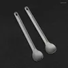 Ensembles de vaisselle 2 pc / kits Titanium Long Handle Spoon and Fork Set Ustensiles de pique-nique