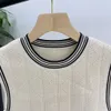 SP Spring Designer Tops Sticked Sweater Classic Black One-Shoulder Slim and Versatile Longeeved Top for Women FZ2404177