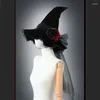 Beret Black Witch Hat na Halloween Elegancki czarodziej