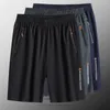 Mäns shorts Mid-Rise Elastic Waistband Dxhet fickfickor Wide Leg Men Summer Ice Silk Short Sweatpants